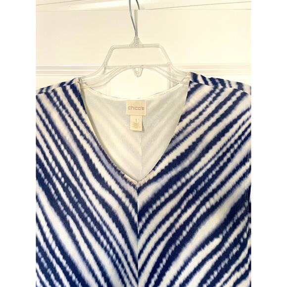 Chico's Striped Slit Maxi Dress Blue White Size 1 US 8 Medium - Picture 4 of 6